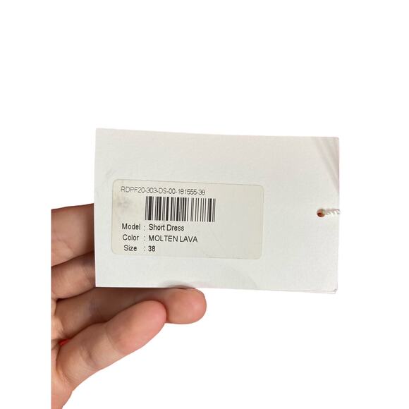 Zuhair Murad Mini Dress Lace Detail One Shoulder Long Sleeve Molten Lava Size 38 - Picture 5 of 12